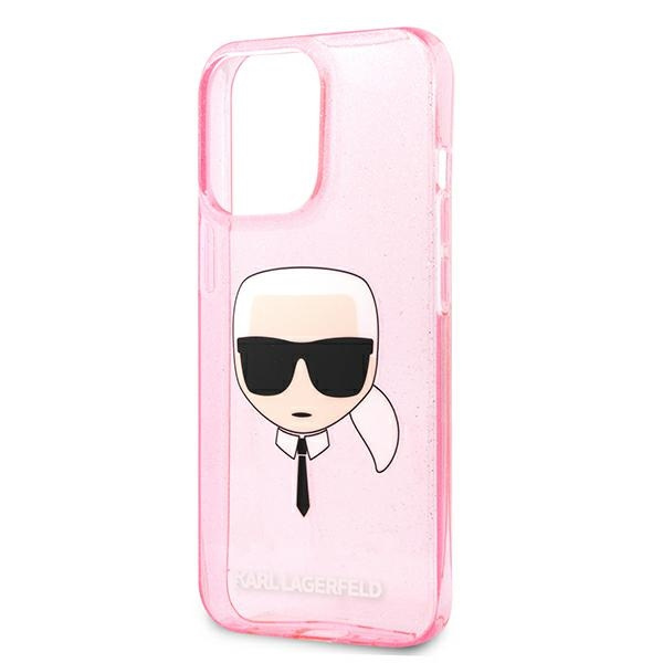 Puzdro KARL LAGERFELD Pevné puzdro Apple iPhone 13 Pro Max Glitter Karl`s Head Pink